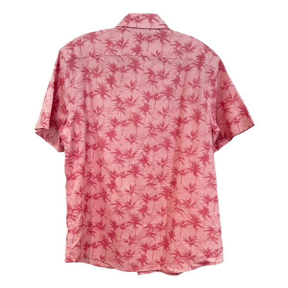 UNTUCKit Moldavia Palm Tree Shirt Mens Medium Slim Pink Hawaiian Preppy Retro - Picture 4 of 7